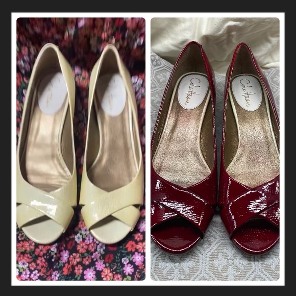 Custom Dyed Deep Red Patent Leather Cole Haan Heels - Picture 2 of 7